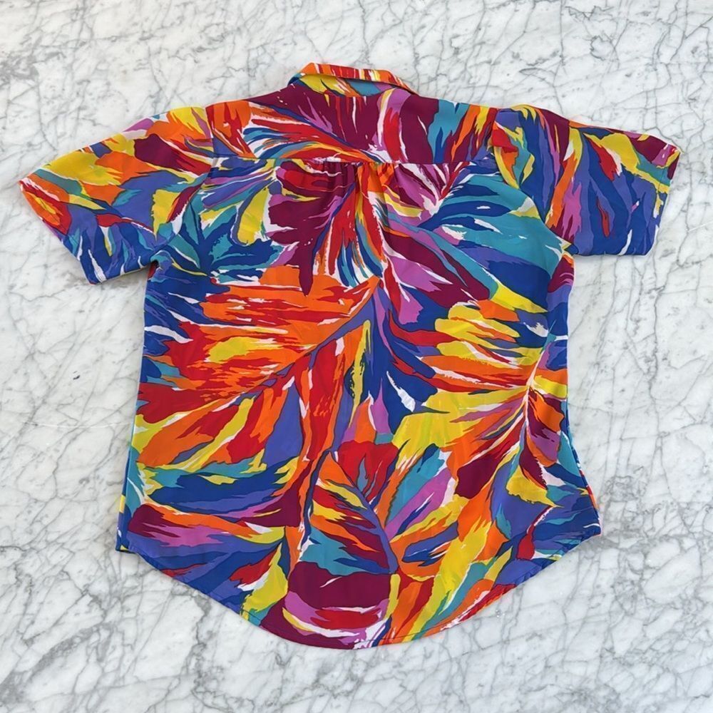 Vintage Bright Vibrant Button Down Blouse Womens Sz 12 - Picture 5 of 5